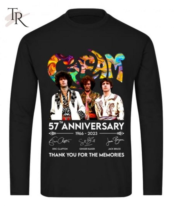 Cream Band 57th Anniversary 1966 – 2023 Thank You For The Memories T-Shirt – Limited Edition