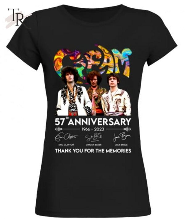 Cream Band 57th Anniversary 1966 – 2023 Thank You For The Memories T-Shirt – Limited Edition