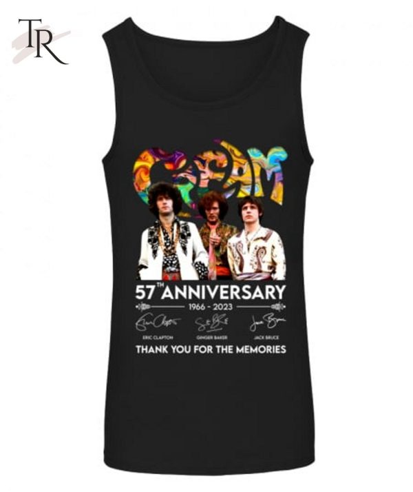 Cream Band 57th Anniversary 1966 – 2023 Thank You For The Memories T-Shirt – Limited Edition