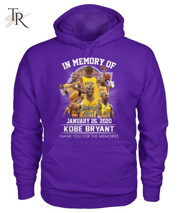 In Memory Of January 26, 2020 Kobe Bryant Thank You For The Memories T-Shirt – Limited Edition