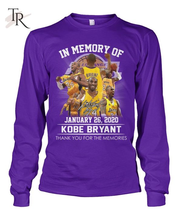 In Memory Of January 26, 2020 Kobe Bryant Thank You For The Memories T-Shirt – Limited Edition