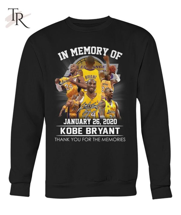 In Memory Of January 26, 2020 Kobe Bryant Thank You For The Memories T-Shirt – Limited Edition