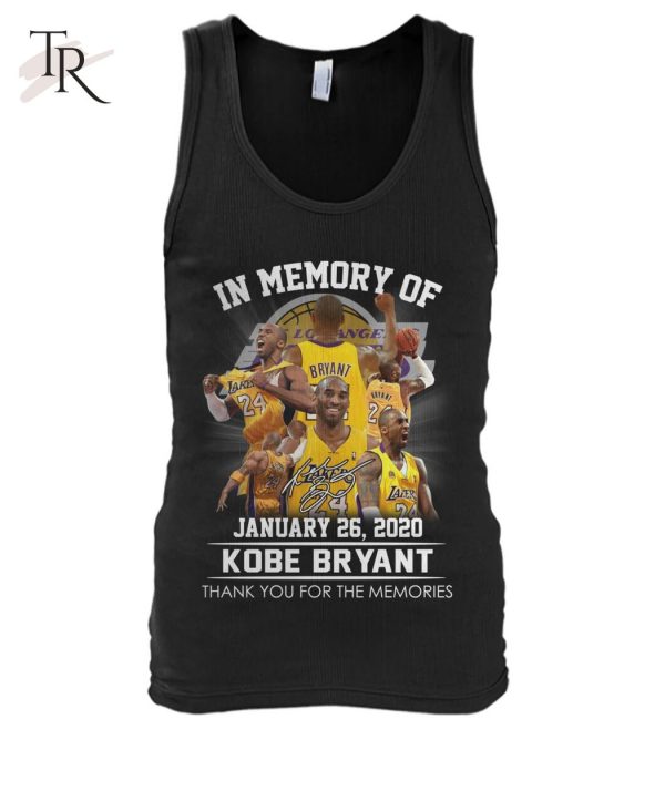 In Memory Of January 26, 2020 Kobe Bryant Thank You For The Memories T-Shirt – Limited Edition