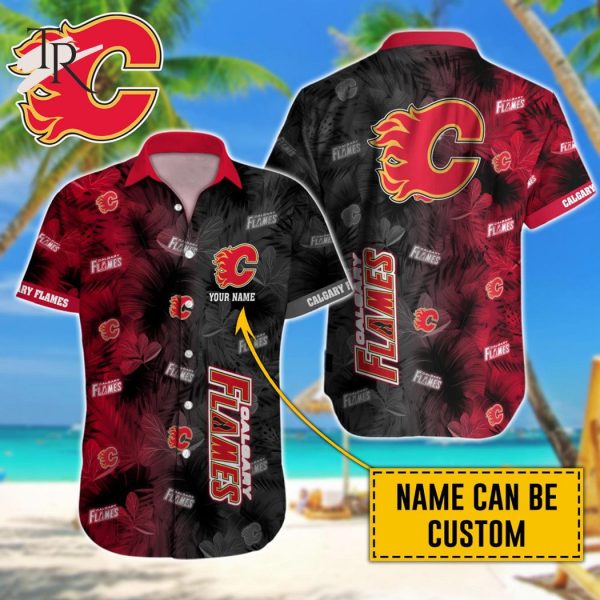 NHL Calgary Flames Special Aloha Design Button Shirt