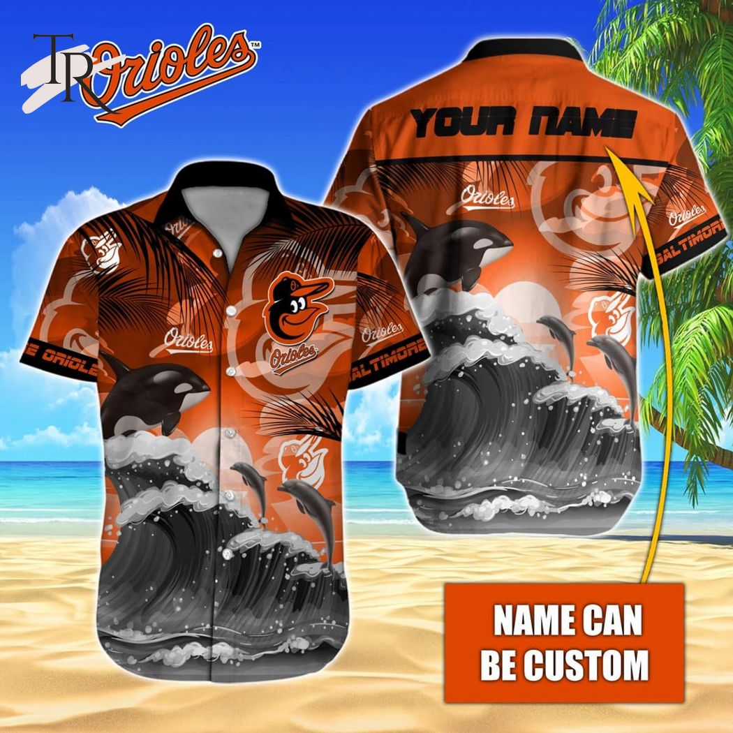 Custom Name MLB Baltimore Orioles Special Hawaiian Design Button