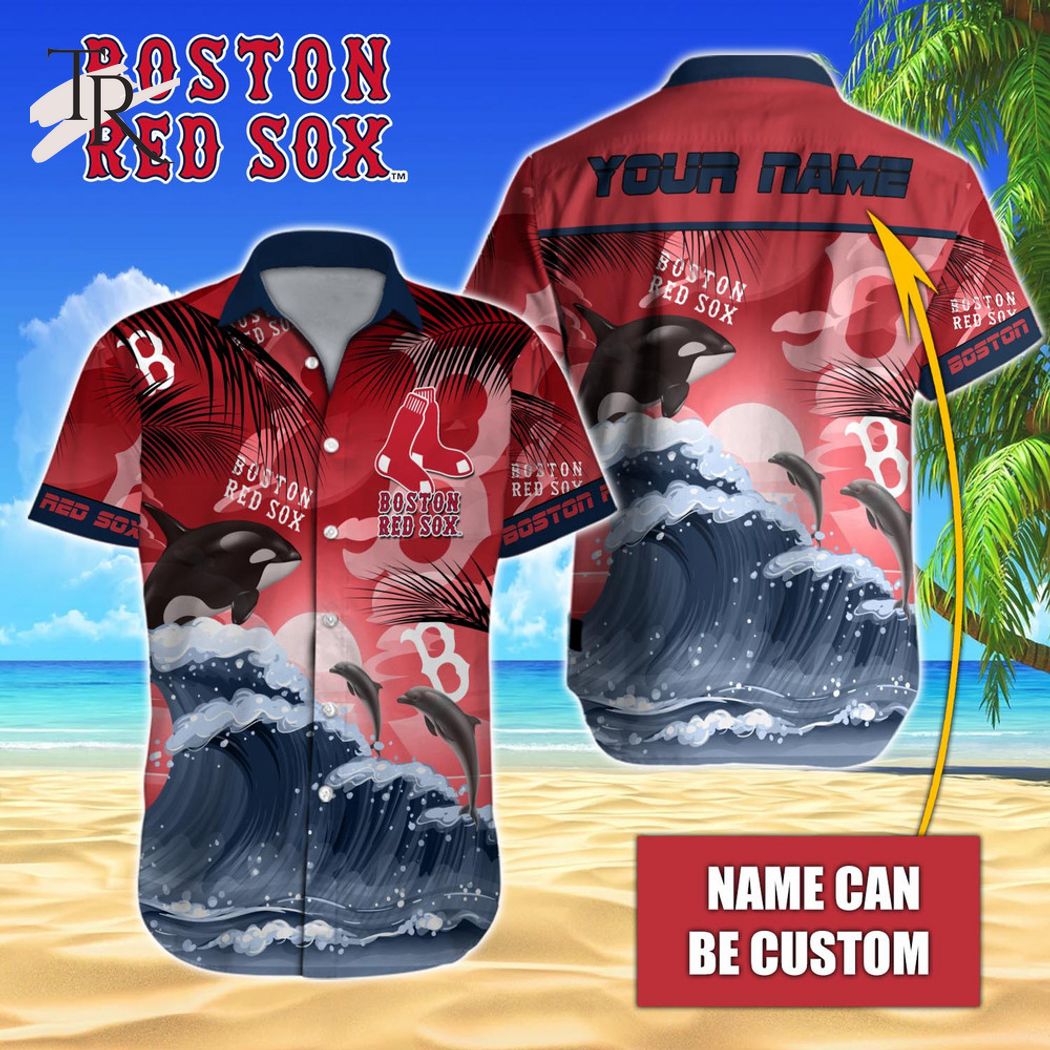 Custom Name MLB Boston Red Sox Special Hawaiian Design Button