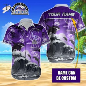 Custom Name MLB Colorado Rockies Special Hawaiian Design Button Shirt