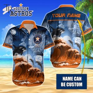 Custom Name MLB Houston Astros Special Hawaiian Design Button Shirt