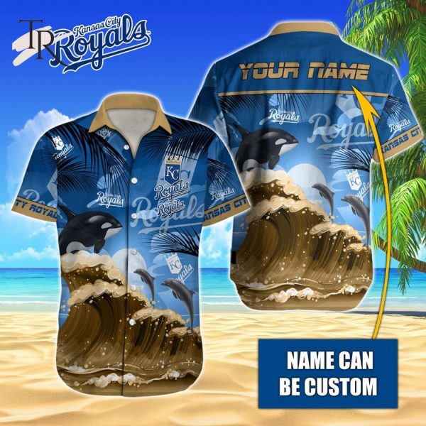 Custom Name MLB Kansas City Royals Special Hawaiian Design Button Shirt