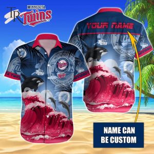 Custom Name MLB Minnesota Twins Special Hawaiian Design Button Shirt