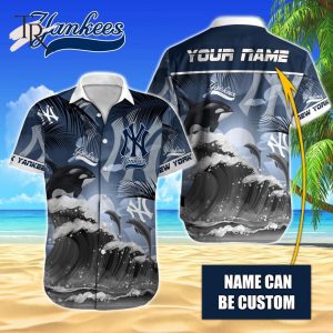 Custom Name MLB New York Yankees Special Hawaiian Design Button Shirt