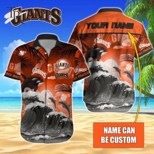 Custom Name MLB San Francisco Giants Special Hawaiian Design Button Shirt