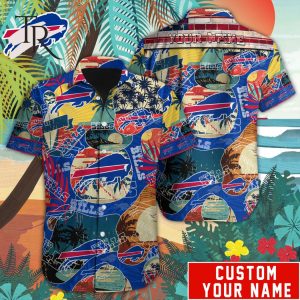 Custom Name NFL Buffalo Bills Special Hawaiian Design Button Shirt