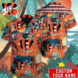 Custom Name NFL Cincinnati Bengals Special Hawaiian Design Button Shirt