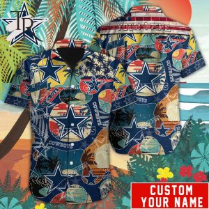 Custom Name NFL Dallas Cowboys Special Hawaiian Design Button Shirt