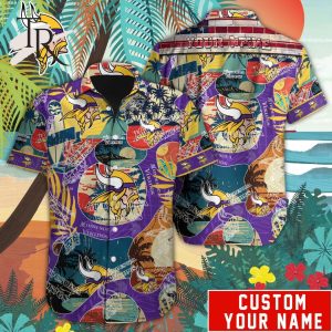 Custom Name NFL Minnesota Vikings Special Hawaiian Design Button Shirt