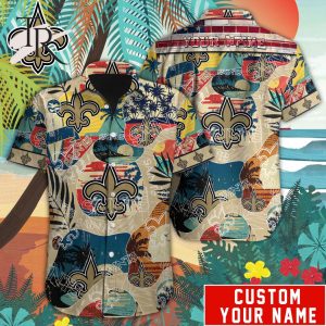 Custom Name NFL New Orleans Saints Special Hawaiian Design Button Shirt