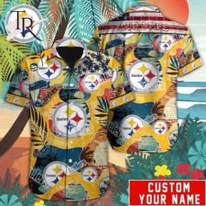 Custom Name NFL Pittsburgh Steelers Special Hawaiian Design Button Shirt