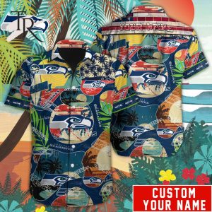 Custom Name NFL Seattle Seahawks Special Hawaiian Design Button Shirt