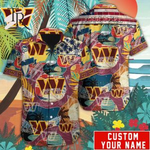 Custom Name NFL Washington Commanders Special Hawaiian Design Button Shirt