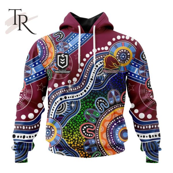 Personalized NRL Brisbane Broncos Special Indigenous Design Hoodie 3D