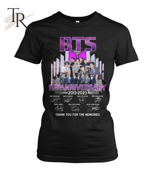 BTS 10th Anniversary 2013 – 2023 Signature Thank You For The Memories T-Shirt – Limited Edition