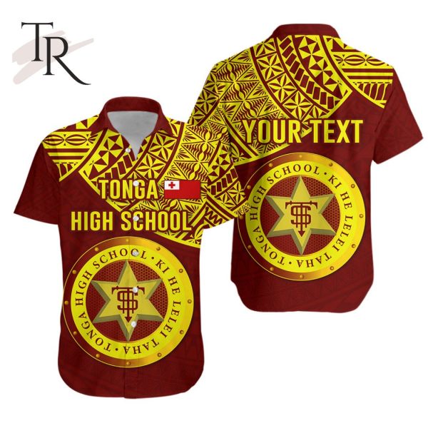 Custom Personalised Tonga High School Hawaiian Shirt Maroon and Gold