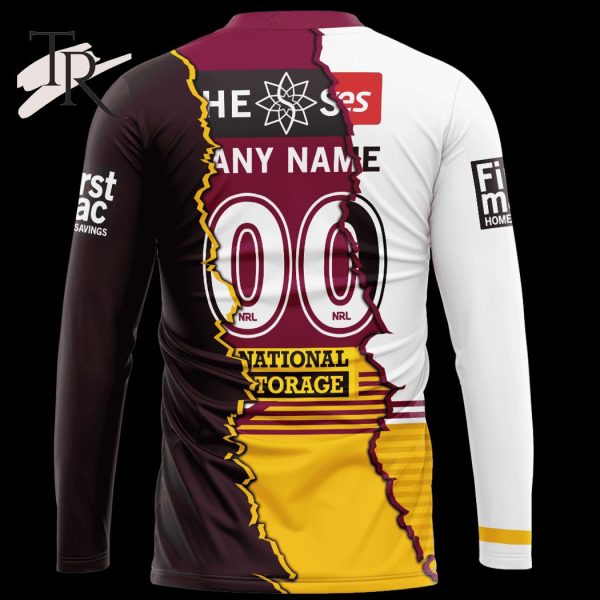 Custom Name And Number Brisbane Broncos NRL 2023 Mix Jerseys Hoodie 3D
