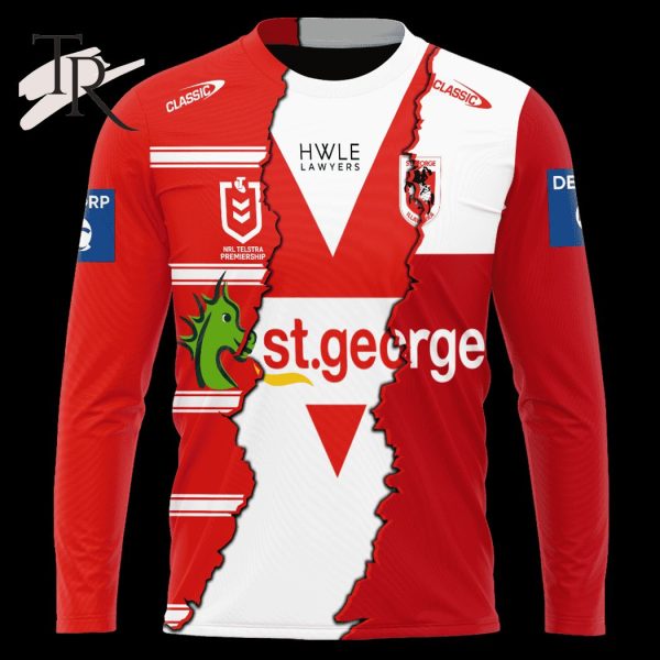 Custom Name And Number St George Illawarra Dragons NRL 2023 Mix Jerseys Hoodie 3D