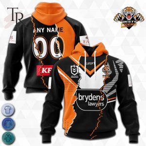 Custom Name And Number Wests Tigers NRL 2023 Mix Jerseys Hoodie 3D