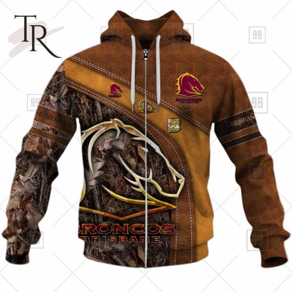 Personalized NRL Brisbane Broncos Leather leaf Style Hoodie 3D