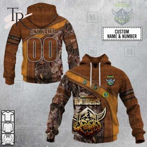 Personalized NRL Canberra Raiders Leather leaf Style Hoodie 3D