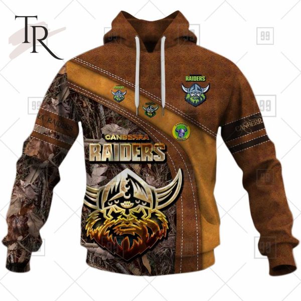 Personalized NRL Canberra Raiders Leather leaf Style Hoodie 3D