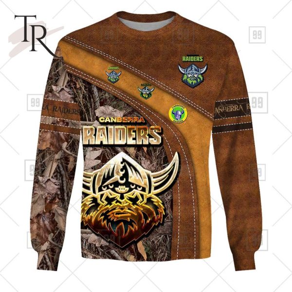 Personalized NRL Canberra Raiders Leather leaf Style Hoodie 3D