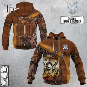 Personalized NRL Canterbury Bankstown Bulldogs Leather leaf Style Hoodie 3D