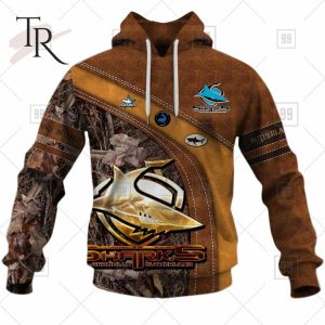 Personalized NRL Cronulla Sutherland Sharks Leather leaf Style Hoodie 3D