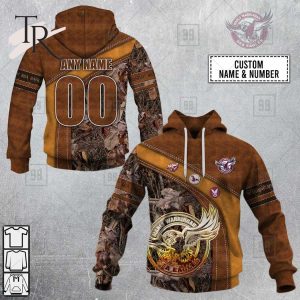 Personalized NRL Manly Warringah Sea Eagles Leather leaf Style Hoodie 3D