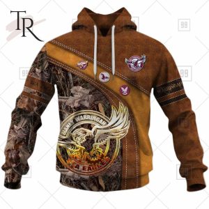 Personalized NRL Manly Warringah Sea Eagles Leather leaf Style Hoodie 3D