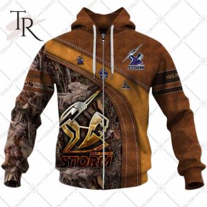 Personalized NRL Melbourne Storm Leather leaf Style Hoodie 3D
