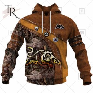 Personalized NRL Penrith Panthers Leather leaf Style Hoodie 3D