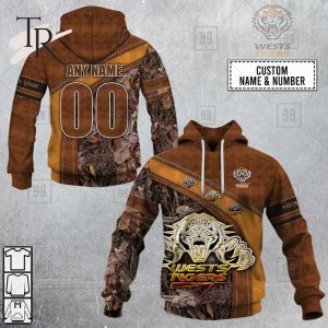 Personalized NRL Wests Tigers Leather leaf Style Hoodie 3D