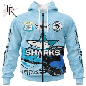 Personalized NRL Cronulla-Sutherland Sharks Special Retro Logo Design Hoodie 3D