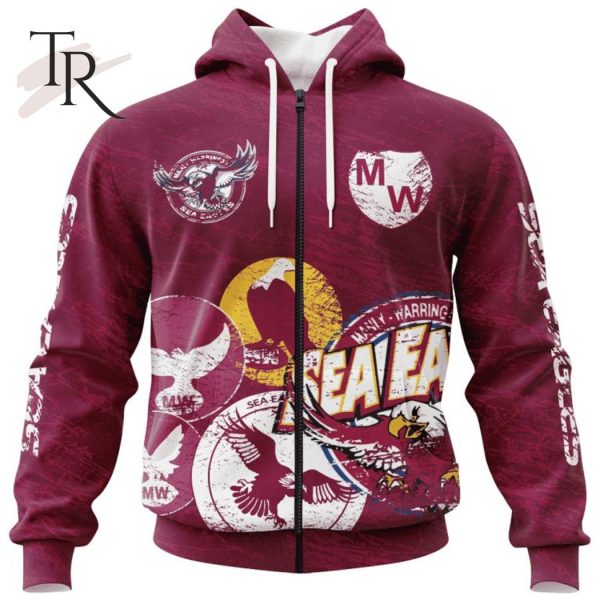 Personalized NRL Manly Warringah Sea Eagles Special Retro Logo Design Hoodie 3D