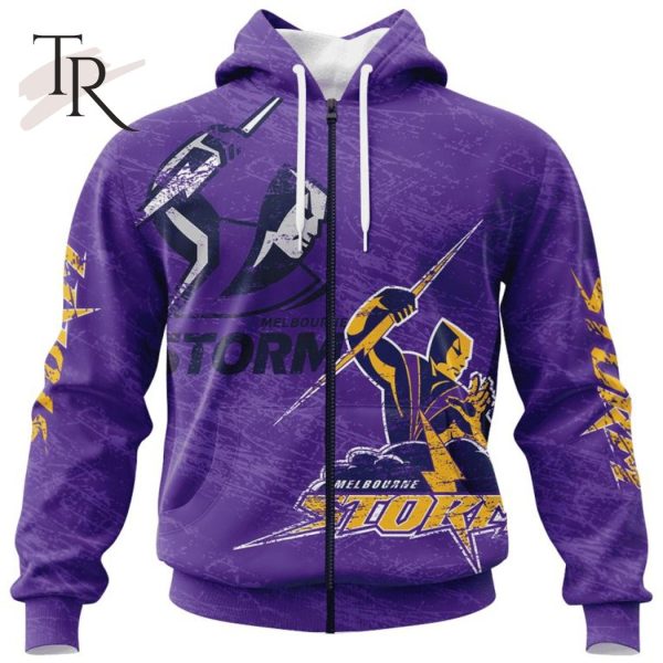 Personalized NRL Melbourne Storm Special Retro Logo Design Hoodie 3D