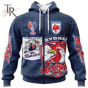 Personalized NRL Sydney Roosters Special Retro Logo Design Hoodie 3D