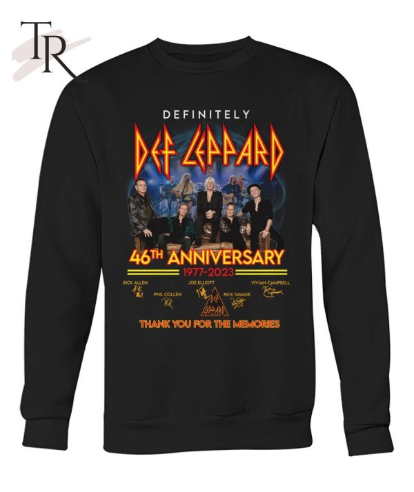 Definitely Def Leppard 46th Anniversary 1977 – 2023 Thank You For The Memories T-Shirt – Limited Edition