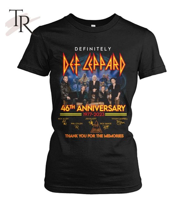 Definitely Def Leppard 46th Anniversary 1977 – 2023 Thank You For The Memories T-Shirt – Limited Edition