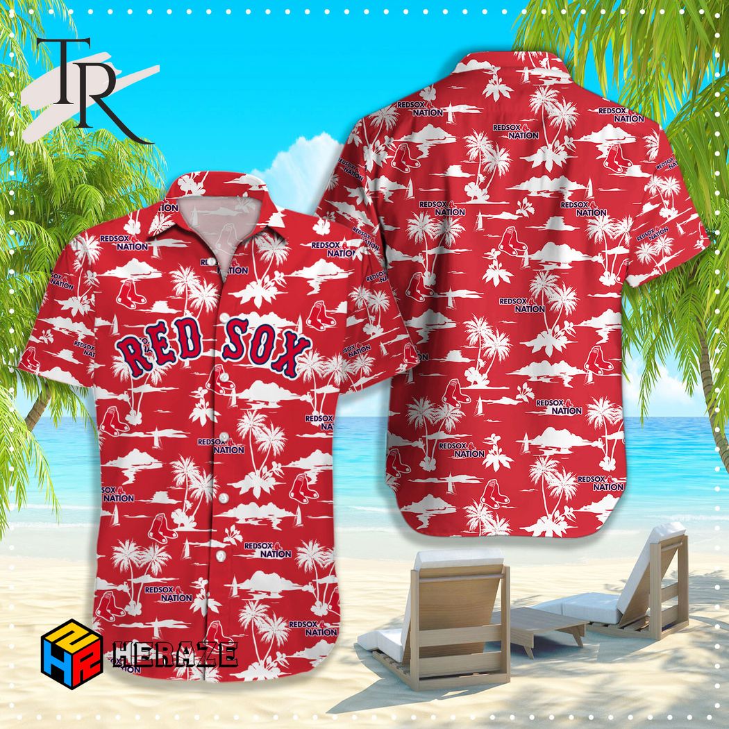 MLB Boston Red Sox Tropical Floral Custom Name Hawaiian Shirt