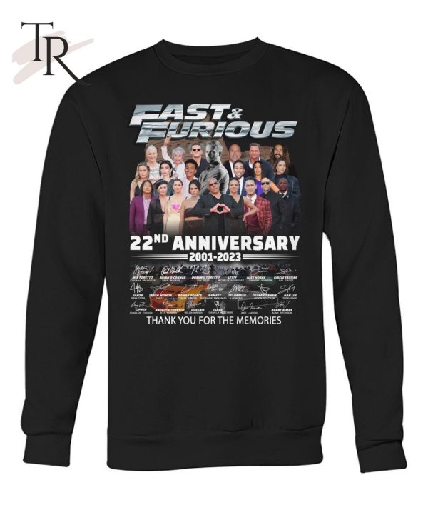 Fast & Furious 22nd Anniversary 2001 – 2023 Thank You For The Memories T-Shirt – Limited Edition