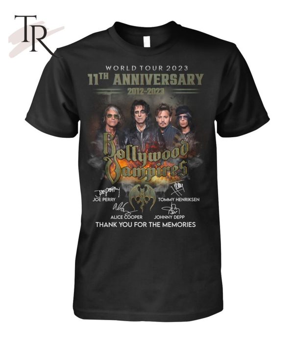 World Tour 2023 11th Anniversary 2012 – 2023 Hollywood Vampires Thank You For The Memories T-Shirt – Limited Edition